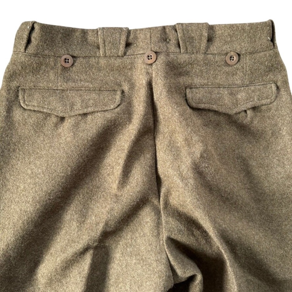 Vintage 50s French Wool Military Field Pants Trousers 32X27 Brown Cold Weather - Picture 6 of 9